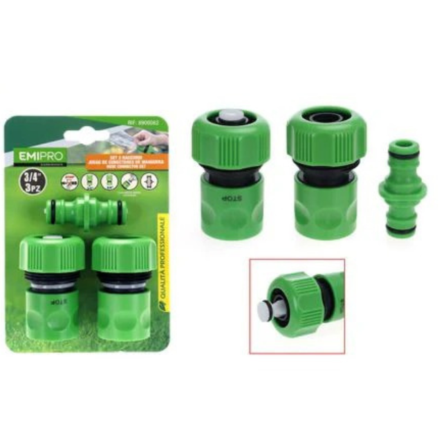 Set van 3 tuinslangkoppelingen 3/4 inch