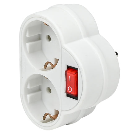 Stopcontact dubbel + aarde + schakelaar wit