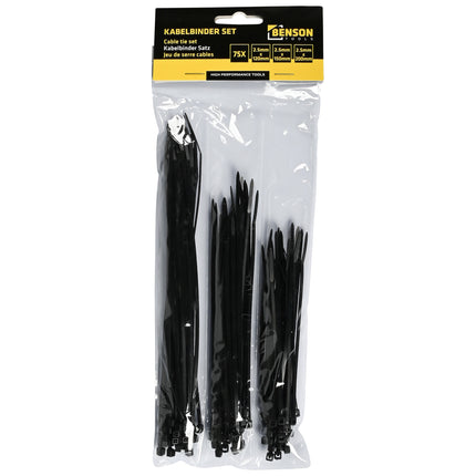 Kabelbinders 75 stuks zwart