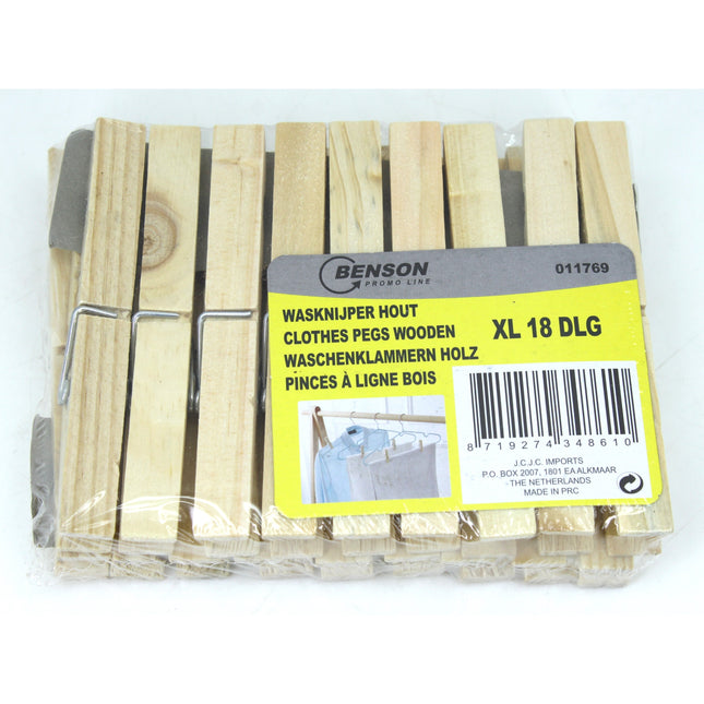 Houten Wasknijpers XL – 18 stuks