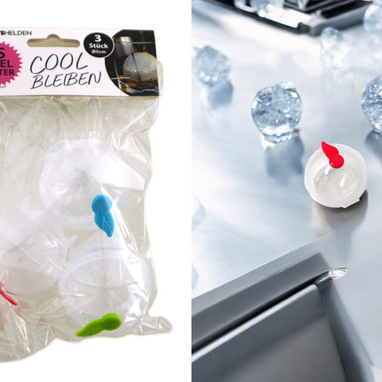 IJsblokjesvorm met bollen – Ø 5 cm – set van 3