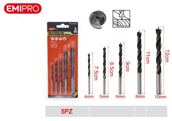 Set houtboren 5 stuks