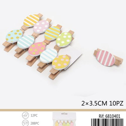 Houten knijpertjes met ei 2x3,5 cm – 10 stuks