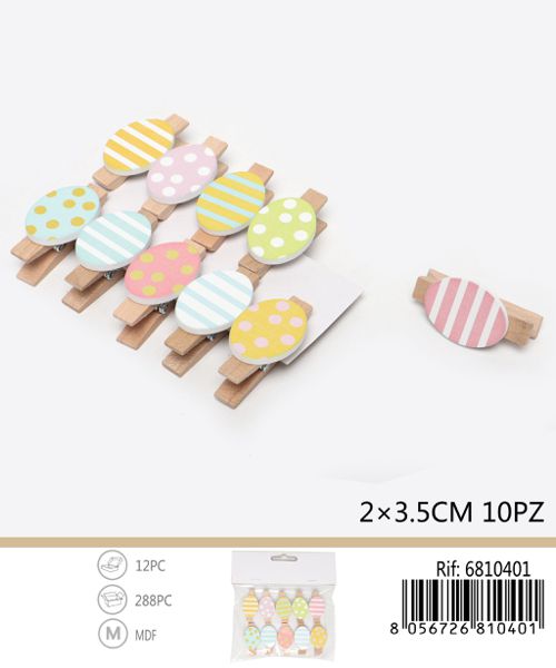 Houten knijpertjes met ei 2x3,5 cm – 10 stuks