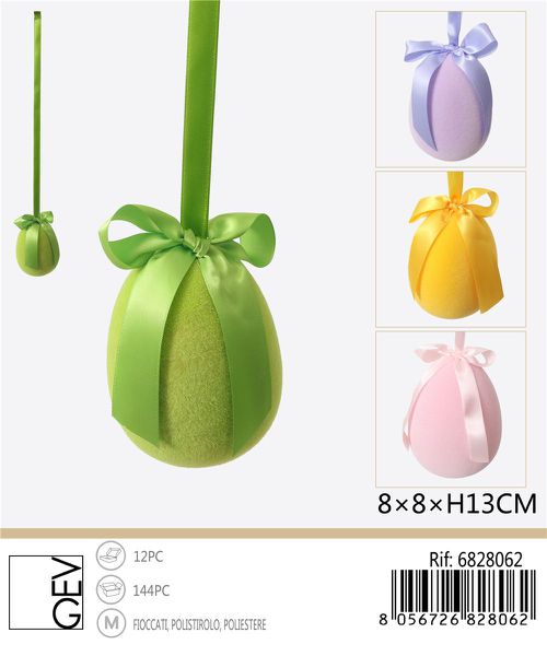 Hangend decoratie-ei 8x8x12 cm – assorti