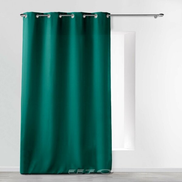 Gordijn met ringen 140 × 260 cm – Effen polyester – Essentiel – Smaragdgroen