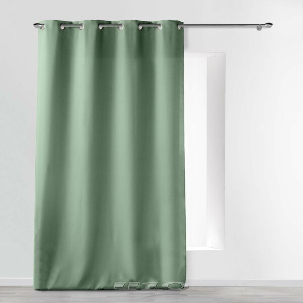 Gordijn met ringen 140 × 260 cm – Effen polyester – Essentiel – Saliegroen
