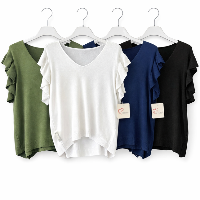 Ruffle Sleeve Top Dames V-Hals