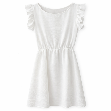 Dames Jurk Ruffle Mouwen Zomer Wit