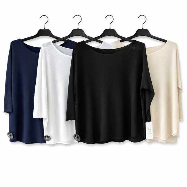 Basic Loose Fit Top 3/4 Mouw