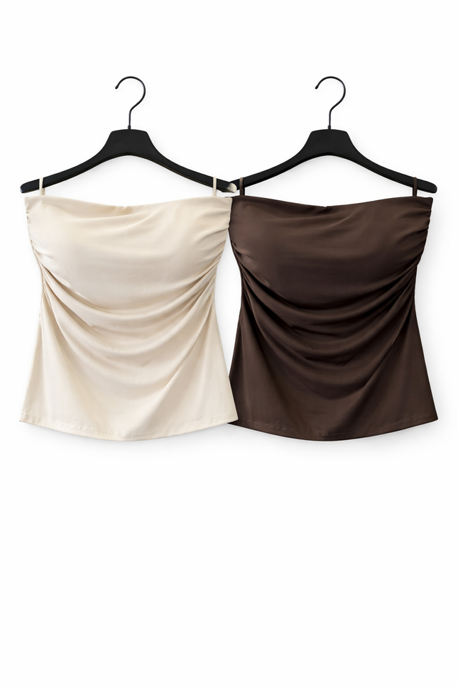 Strapless Draped Tube Top Dames