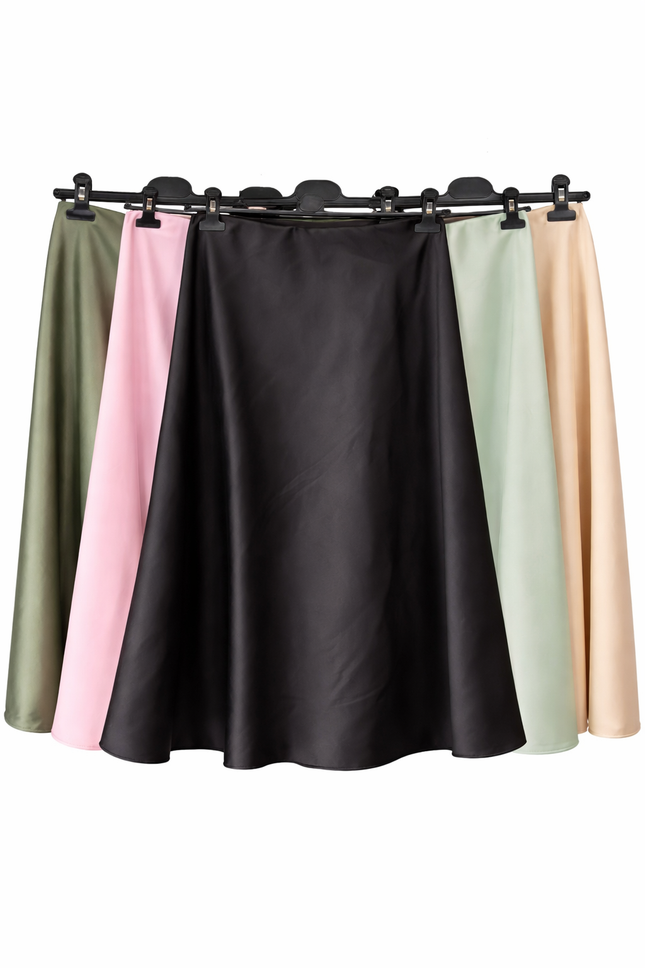 Satijnen Midi Rok – Diverse Kleuren