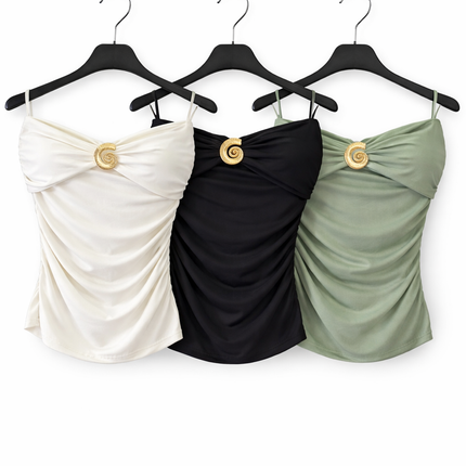 One Shoulder Draped Top met Detail