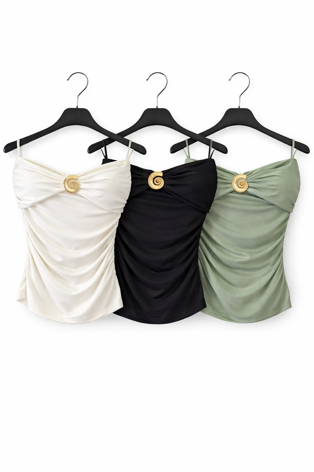 One Shoulder Draped Top met Detail