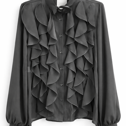 Elegante Blouse met Ruches en Knopen