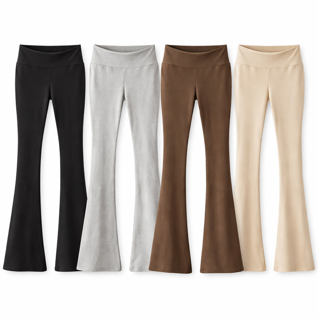 Dames Flared Broek High Waist Stretch