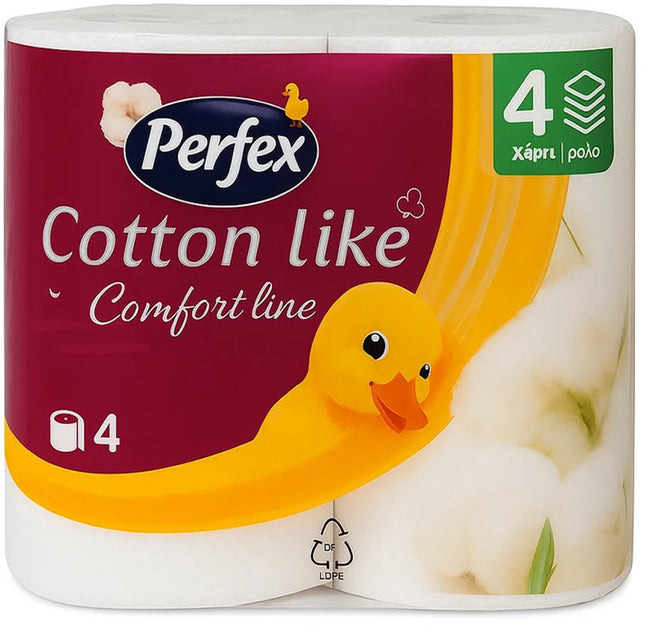 Perfex Toiletpapier Cotton Like Comfort Line Natural – 3-laags – 4 rollen