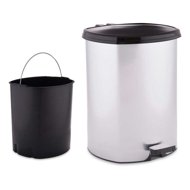 plastic afvalbak met pedaal zilver 11l