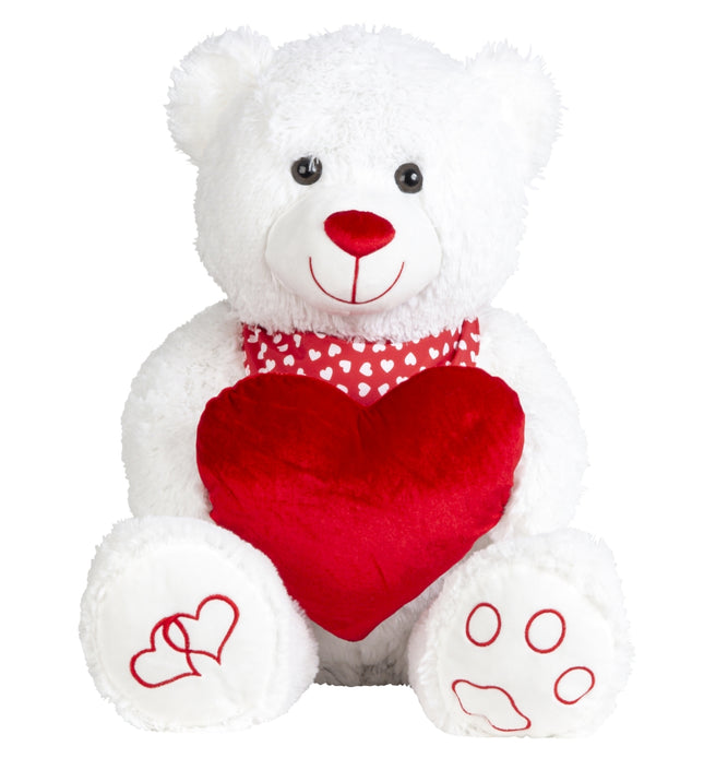 Beer wit met hart en sjaal – 80 cm