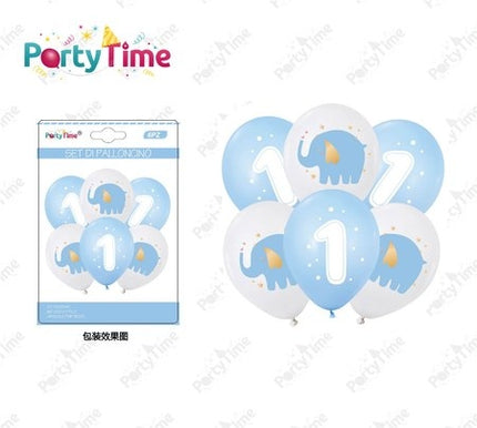 Set van 6 blauwe ballonnen 12 cm