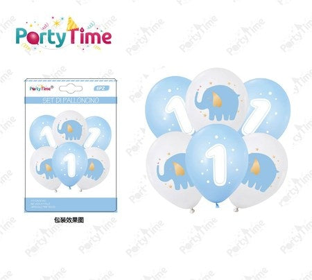 Set van 6 blauwe ballonnen 12 cm