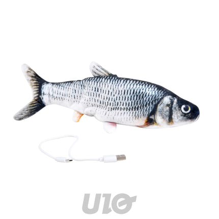 Bewegende speelgoedvis met kattenkruid 28 cm – grijs