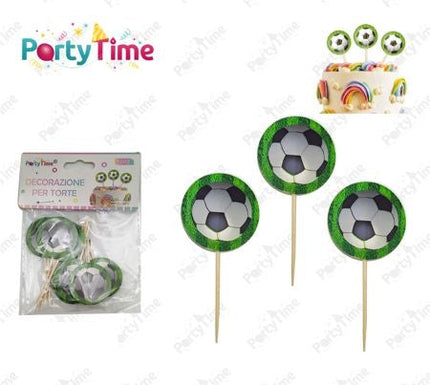 Set van 12 voetbal taartdecoraties