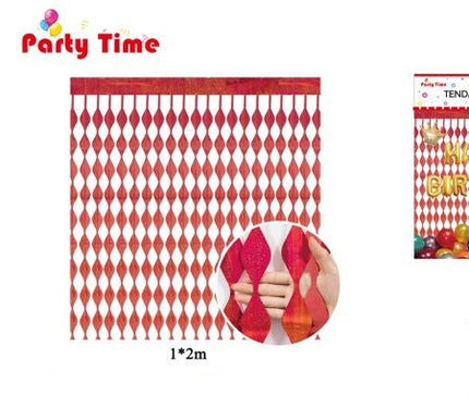Rood Happy Birthday partygordijn 1 x 2 m