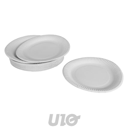 Witte kartonnen borden Ø 23 cm, 50 stuks