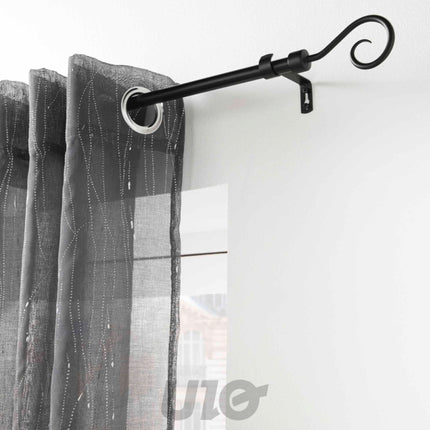 Uitschuifbare gordijnroede 19 mm 120–210 cm Arabesque zwart