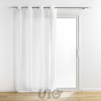 Transparant gordijn met ringen 140 x 240 cm wit met zilverdraad
