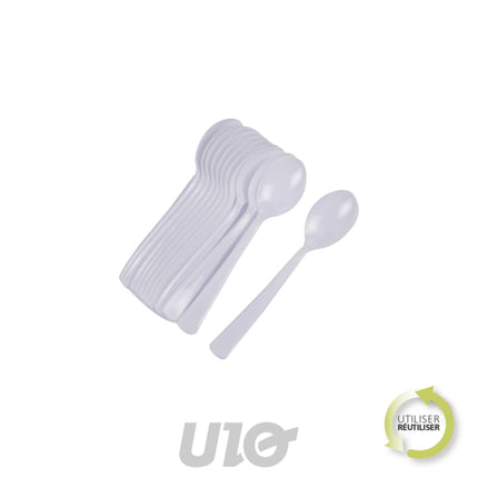 Herbruikbare witte eetlepels 17,5 cm, 12 stuks