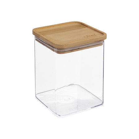 Oslo vierkante voorraadpot 1 L van PS en bamboe