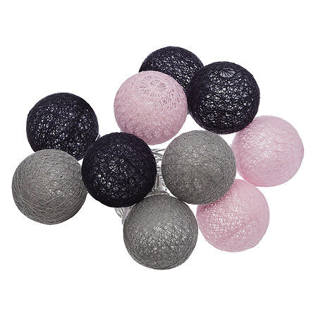 LED-slinger op batterijen 10 bollen diam 6 cm pinky