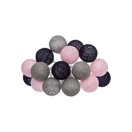 LED-slinger op batterijen 16 bollen diam 3,5 cm pinky