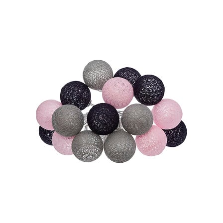 LED-slinger op batterijen 16 bollen diam 3,5 cm pinky