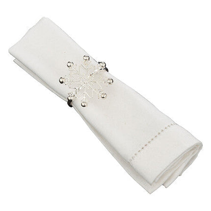 Set van 2 sneeuwvlok-servetringen – zilver