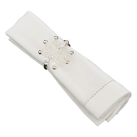 Set van 2 sneeuwvlok-servetringen – zilver