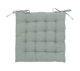 Stoelkussen met 4 linten 40 × 40 × 3 cm – Effen polyester – Essentiel – Smaragdgroen