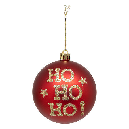 Ho Ho Ho kerstbal – Ø 8 cm – rood/goud