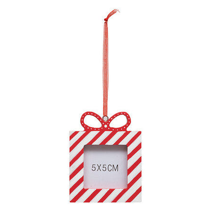 Houten fotokader-ornament – rood – 10 cm