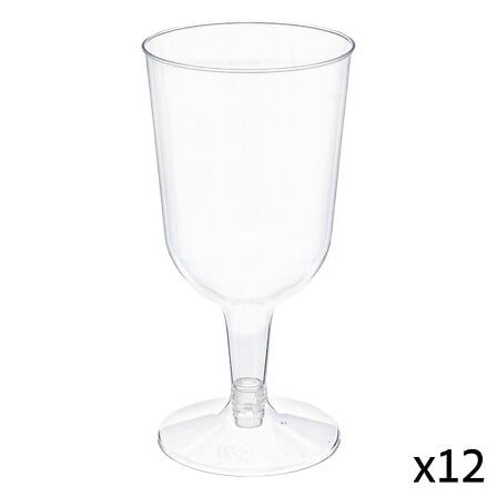 Set van 12 herbruikbare cocktail wijnglazen 15 cl PS transparant