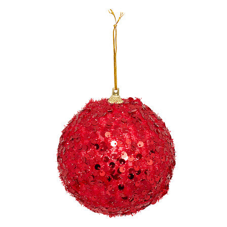 Glitterbal met sequins – Ø 10 cm – rood