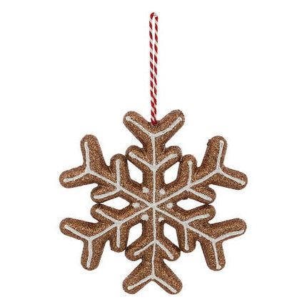 Sneeuwvlok met koekje – 14 cm – bruin