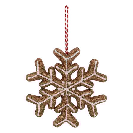 Sneeuwvlok met koekje – 14 cm – bruin