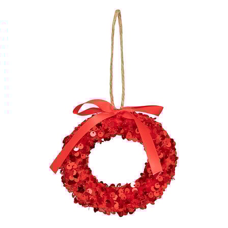 Polystyreen hart met pailletten – 11 cm – rood