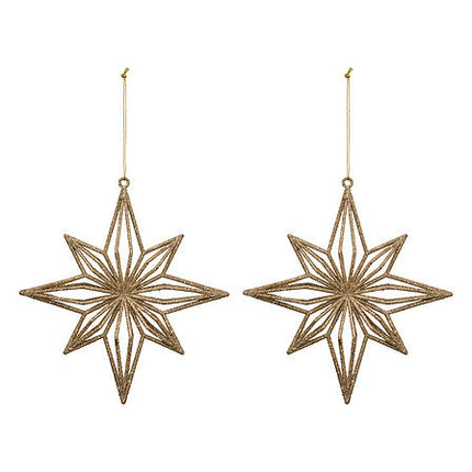 Set van 2 gouden sterren – 17 cm
