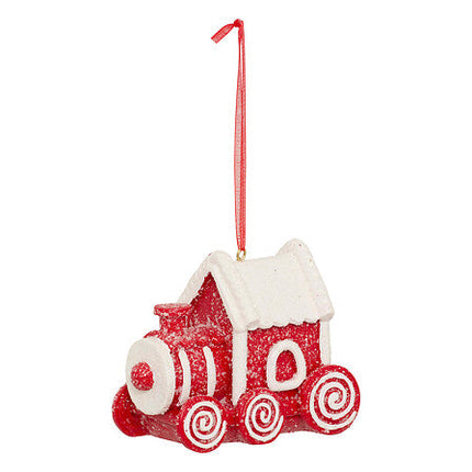 Decoratieve trein met koekdetails – 10 cm – rood/wit