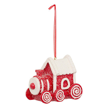 Decoratieve trein met koekdetails – 10 cm – rood/wit