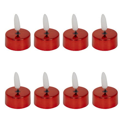 Set van 8 LED-theelichtjes – rood metaal